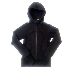 Lululemon Scuba Hoodie II Womens 2 Black Neon Fleece Lined Full Zip Sweatshirt